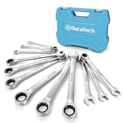 DURATECH 12-Piece Ratcheting Combination Wrench Set, 72-Tooth, Metric, 8-19mm, Cr-v Steel, Organized in Storage Case