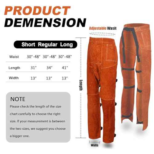 QeeLink Welding Pants - Heat & Flame Resistant Split Leather Safety Leg Protection for Men and Women, Adjustable M to XXXL