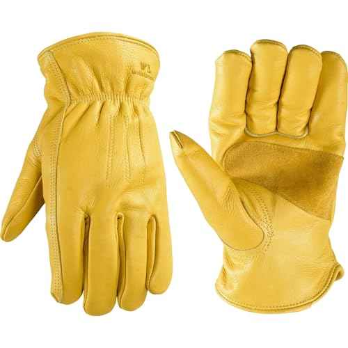 Wells Lamont Men's Winter Leather Work Gloves, 100-gram Thinsulate, Cowhide, Lined Leather, Large 1108L, Yellow