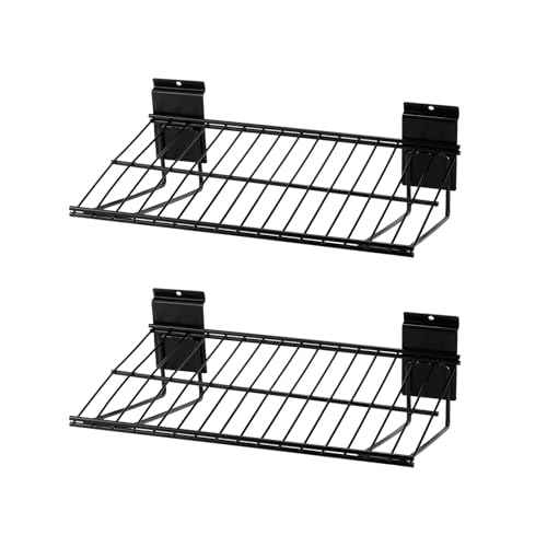 Slatwall Shelves, Slatwall Accessories, Slat Wall Wire Shelf, Heavy Duty Garage Storage Slatwall Shelf(16-Inch Width,2 Pack)