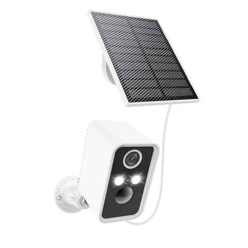 Security Camera Wireless Outdoor,Wireless Solar Outdoor Camera, Night Vision,PIR Motion Detection,Weatherproof,No Wiring Needed,Compatible with 2.4GHz WiFi,Compatible with Alexa