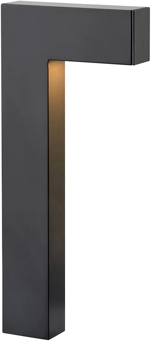 Hinkley Atlantis 15014SK-LL Small LED Low Voltage 2700K Landscape Pathway Light - 12v, Dimmable, Aluminum, Safe for Wet Conditions - Satin Black Finish with Etched Glass Lens