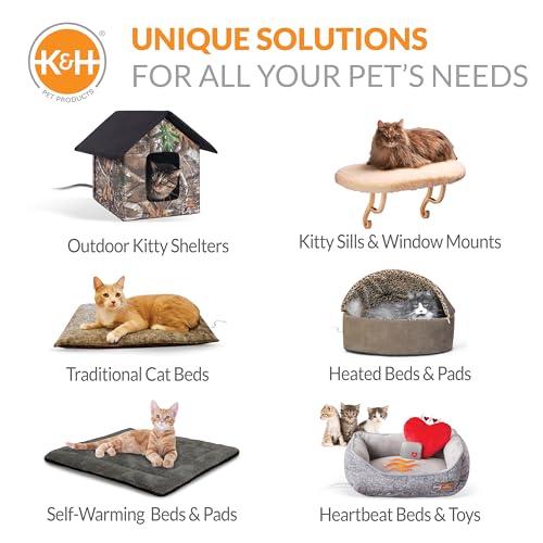 K&H Pet Products EZ Mount Thermo-Kitty Window Bed Extra-Deep Gray 27 X 10 X 11 Inches