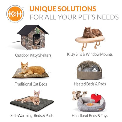 K&H Pet Products EZ Mount Thermo-Kitty Window Bed Extra-Deep Gray 27 X 10 X 11 Inches