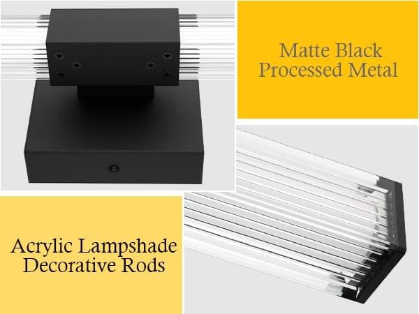 Ralbay 59inch Matte Black Vanity Light for Bathroom Lighting Bar 42W Matte Black Bathroom Wall Mounted Lighting Fixtures Over Long Mirror(5500K White Light)