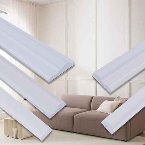 Peel and Stick Chair Rail Panel Molding, 240''L x 2.36''W Strong Self Adhesive TPE Wall Moulding Trim for Home DIY Decoration (Paintable White)