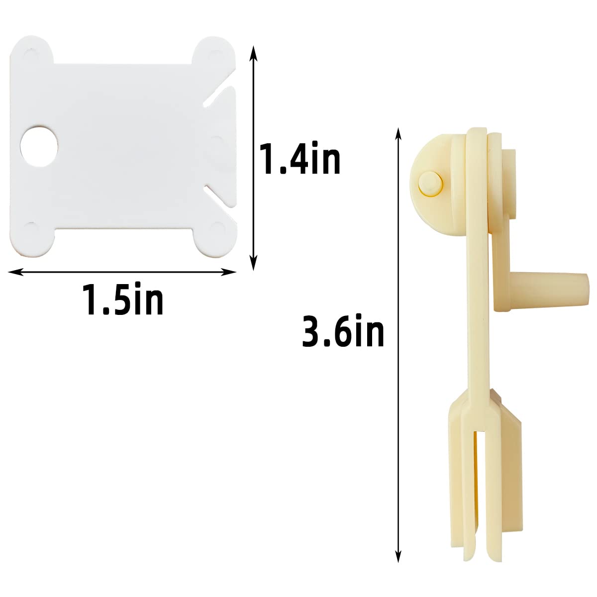 120 Pcs Plastic Floss Bobbins with 1 Pcs Bobbin Winder for Cross Stitch Cotton Thread Craft DIY Sewing Storage Thread Organizer Holder Embroidery DIY Cards (White)