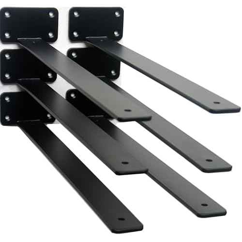 6 Pack - 18 inch Black Hidden L Shelf Bracket (1/5 Inch Thicked) Iron Floating Shelf Brackets Rustic Industrial Metal Brackets for Shelf Support