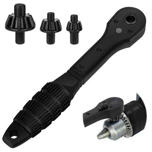 3-in-1 Ratchet Drill Chuck Key Wrench, Universal Chuck Key Replacement Tool for Drill, Universal Replacement Tool for Electric Drills & Power Tools with Extended Arm for Added Torque