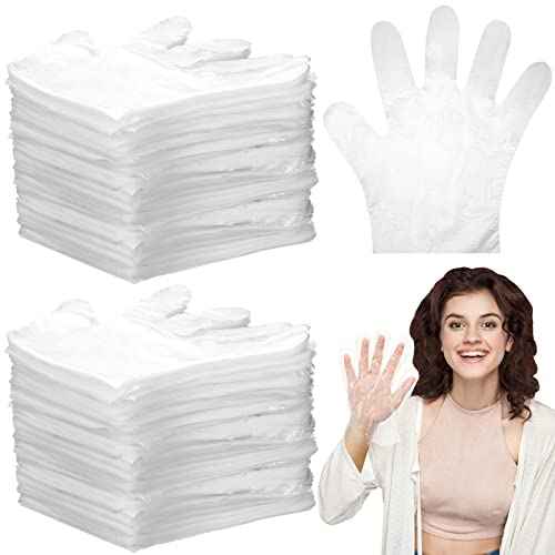 Dingion 4000 Pack Disposable Gloves Plastic Disposable Food Prep Safe PE Latex Free Gloves for Gardening Kitchen Cooking Food Handling