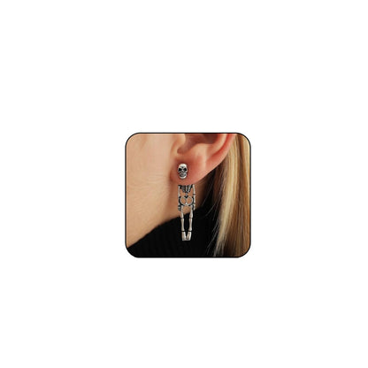 Punk Halloween Earrings for Women, Spooky Skull Skeleton Dangle Earrings for Women,Bloody Knife Drop Earring,Scary Halloween Party Earring for Halloween Accessories (Ear studs - Skeleton)