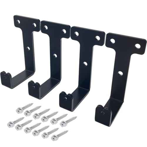 4 PCS black heavy duty metal flat j hooks for hanging 260 lbs,wall mount hooks,plant hanger large steel utility masonry industrial hook for Hanging Garage Storage Home Office Gym Sports Equipment(L)