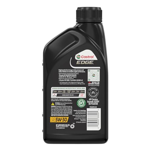 Castrol EDGE 5W-30 Advanced Full Synthetic Motor Oil, 1 Quart, Pack of 6