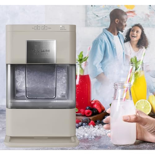 Frigidaire Nugget Ice Maker, Countertop Ice Machine with Transparent Window, Sonic Ice Maker with 44 lbs. Capacity, Auto Self Cleaning Ice Maker Machine, 2.0 Gen, Cream - 16.75D x 11.75W x 20.25H