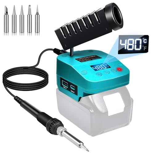 Soldering Iron Station kit Compatible with Makita 18V Battery, Cordless Soldering Iron with Low Voltage Protection, USB & Type-C, Battery Powered Soldering Kit for DIY, Appliance Repair