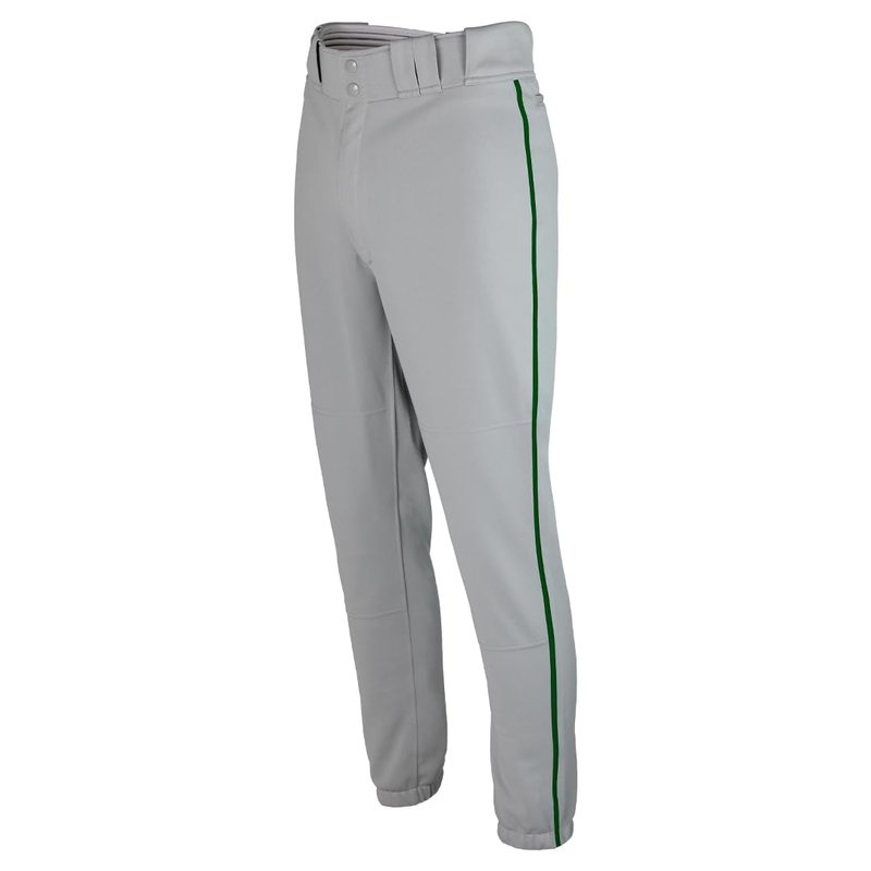 SSK Showcase Collection Flex Bottom Adult Baseball Pants | Adult Sizes Solid & Piped (US, Alpha, Medium, Regular, Regular, Grey/Forest)