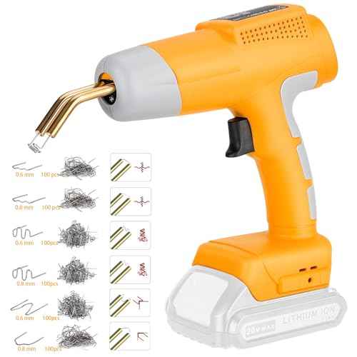 Cordless Plastic Welder Gun Compatible with Dewalt 20V Max Battery with 600PCs Hot Staples Plastic Welding Kit for Car Bumper and other plastic Repairing(No Battery)