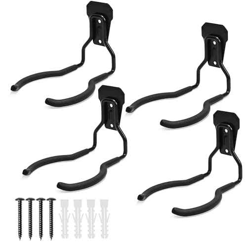 Garden Power Tool Hanger - 4Pcs Steel String Trimmer Holder Wall Mount, Grass Trimmer Organizer, Weed Eater Rack Garage Storage Hook for Weed Wacker, Leaf Blower and Other Lawn Equipment