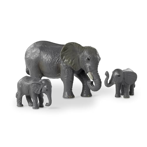 Terra By Battat – 4 Pieces African Elephant Toys Family Set – Realistic Plastic Safari Animals Figures – Animal Toys for Kids 3+ Years – Elephant Gifts & Baby Shower Decorations