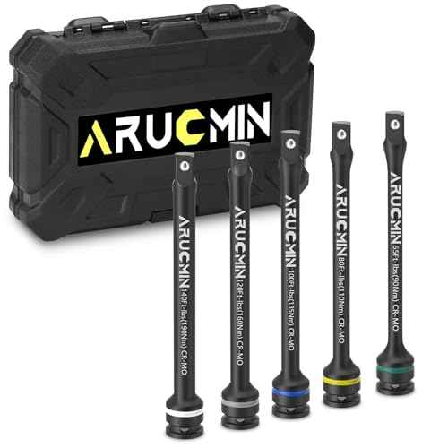 1/2" Drive Torque Limiting Extension Bar Set, 5-Piece Lug Nut Torque Stick Set With 8 Inch Color-Coded 65 to 140 Ft-Lbs Torque Sticks