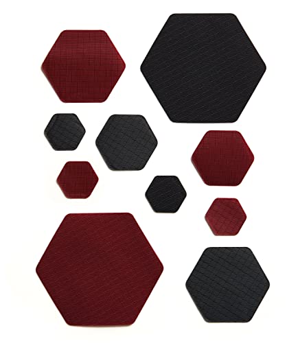 HEX Duo - Two Colour Kits - Hexagonal Down Jacket Self-Adhesive Repair Patches (Black and Burgundy)