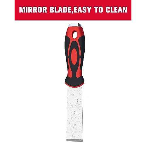 ROTATION Soft Grip, Heavy Duty, Scraper with Hammer End, 1.2", Stainless Steel Putty Knife, 1.2 inch, extra thick