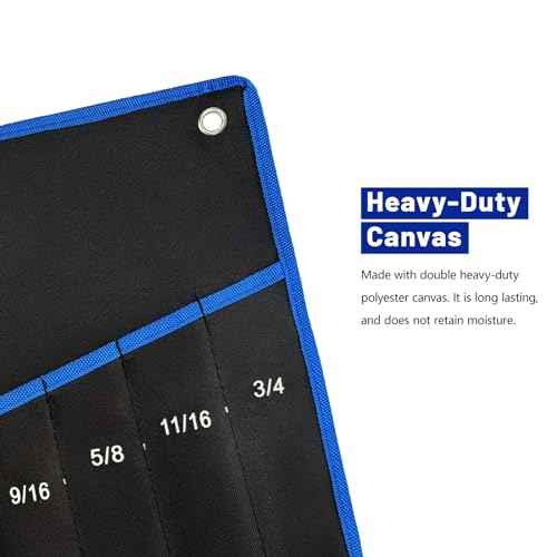 2-Pieces Wrench Roll Up Pouch, Heavy Duty Canvas Tool Wrench Organizer Bag 14pockets Metric+ 13pockets SAE (Only Pouch)