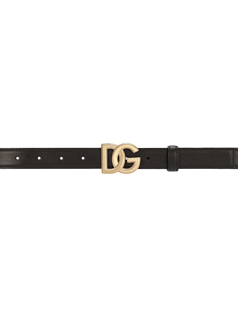 Dolce&Gabbana, DG Logo Buckle Leather Belt, X-Small, 70 (28''), Nero