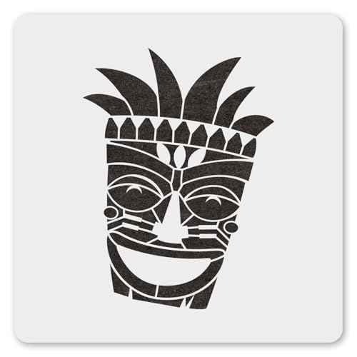 MAGJUCHE Tiki Hawaiian Stencil 6 Inches, Reusable Luau Tropical Stencil for Painting DIY Crafts Decor