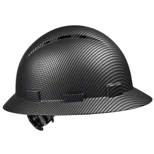 Full Brim Hard Hat - OSHA Safety Helmet Durable Lightweight Carbon Fiber Hard Hat, 6-Point Ratchet Suspension Protective Gear for Men and Women