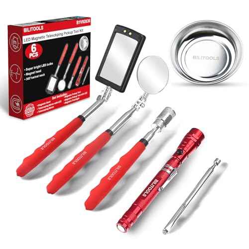 BILITOOLS 6 Piece Telescoping Magnetic Pickup Tool Set, Extendable Mechanic Magnet Retrieval Tool Set Ideal Father's Day Gifts Gift for Men Dad Husband & Brother