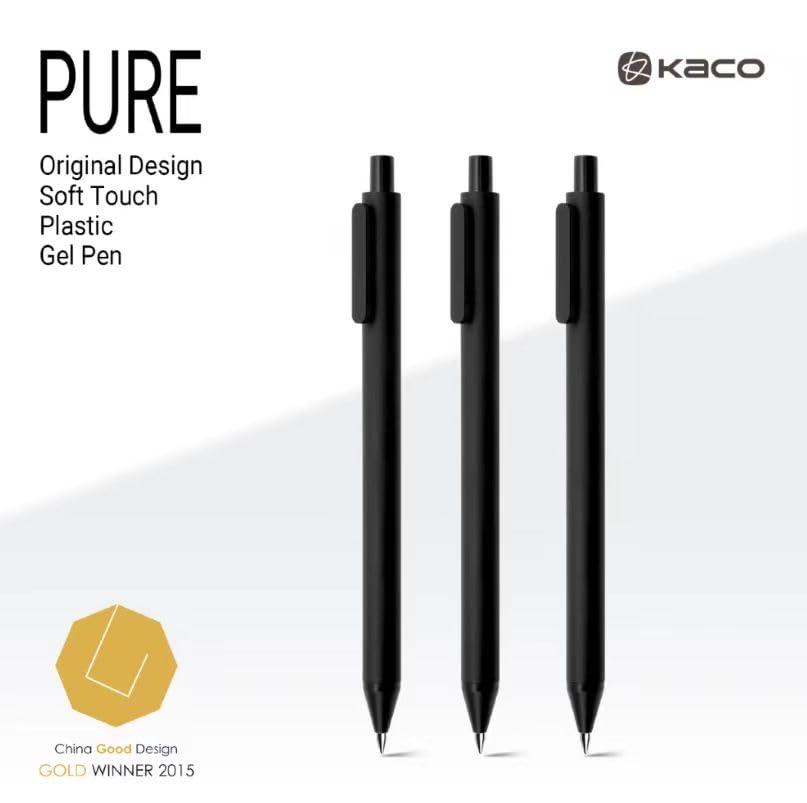KaCo Gel Pens, 0.5 mm Fine Point, Black Ink 10 Count, Quick Dry Smooth Writing, Aesthetic Office Supplies Refillable Retractable