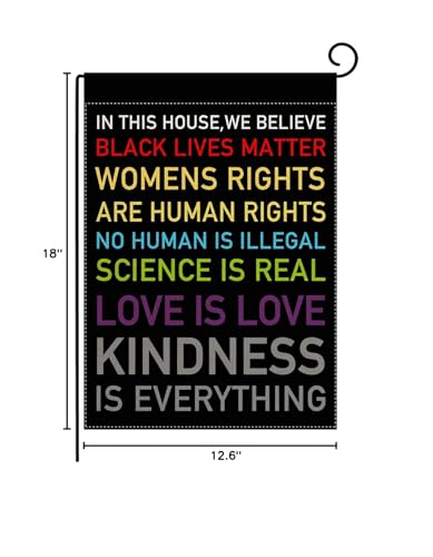 In This House, We Believe Small Garden Flag Vertical Double Sided 12.5 x 18 Inch Burlap Yard Outdoor Decor