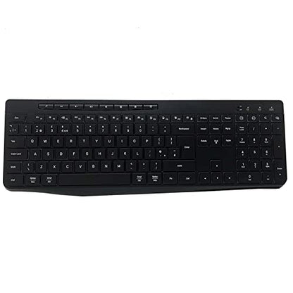 TECURS Wireless Keyboard White Backlit, 2.4G Silent Keyboard Wireless Gaming with Multimedia Keys for Windows/Mac/PC, QWERTY UK Layout, Black
