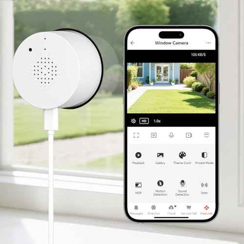 Window Camera 3MP 2K, 2.4GHz WiFi Indoor Camera for Home Security with Full Color Night Vision, 2-Way Audio, 24/7 Recording, Human/Motion Detection, Real-Time Alerts, Alexa Support
