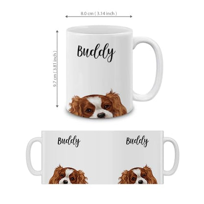 MUGBREW Personalized Coffee Mug with Your Name or Text, Customized Gifts For Christmas Birthday Anniversary, Ceramic 11 OZ Coffee Mug Tea Cup - Cavalier King Charles Spaniels Dog