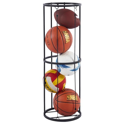 Garage Ball Storage, Durable Vertical Ball Rack, Sports Basketball Football Rack Organizer for Garage, Wall Mounted Ball Storage Cage Ball Holder for Basketball, Soccer, Football, Volleyball