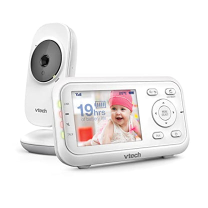 VTech VM3250 Video Baby Monitor with Camera,300m Long Range, Baby Monitor with 2.8" LCD Screen,Up to 19-hr Video Streaming,Night Vision,Secured Transmission,Temperature Sensor,Soothing Sounds,2X Zoom
