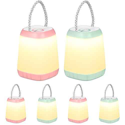 VIHOSE 6 Pcs Large Battery Powered Camping Lantern 4.92 x 3.54 x 3.54 Inches LED Portable Tent Camping Night Light 3 Modes Cordless for Outdoor Indoor Night Backpacking Hiking Emergency 2 Colors