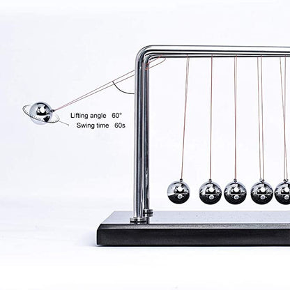 CERROPI Newton Cradle Balance Balls, 7 Ball Newton Pendulum, Classic Swing Ball, Desk Toy & Accessory, 11 inch, 65 Sec Swingtime