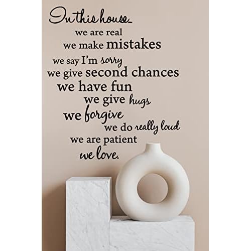Blinggo Black in This House Wall Art Vinyl Decal, 20 inch x 20 inch Vinyl Wall Art Inspirational Quotes and Saying Home Decor Decal Sticker Steams