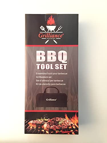 Grilliance 30pcs Stainless Steel Grill Tools Set for Men Gift Birthday, Heavy Duty BBQ Accessories Kit with Bag and Grill Mat, Portable Grilling Utensils for Outdoor Camping Silver