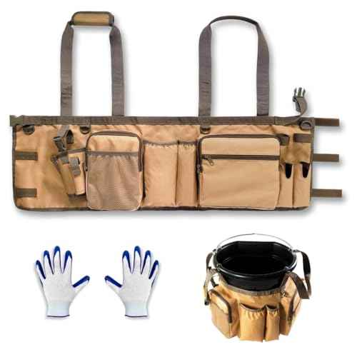 Katai Fishing Bucket Organizer for 5-Gallon Bucket ? Heavy-Duty Water-Resistant Tackle Bag with Rod & Pliers Holders ? Adjustable Straps & Multi-Pocket Design