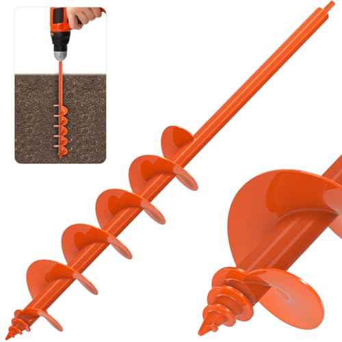 Auger Drill Bit for Planting 4"x32" Garden Drill Bit, Heavy Duty Auger Post Hole Digger with 3mm Thicker Spiral for Bulbs, Plants, Beach Umbrellas, Fence Posts - Fits 3/8" Hex Drive Drill