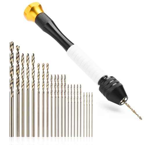 Pin Vise Hand Drill Manual with 22pcs Micro Drill Bits Set£¨0.6mm-2.5mm£©Professional Rotary Craft Mini Drills for Jewelry Making Supplies Resin Wood Plastic Miniature