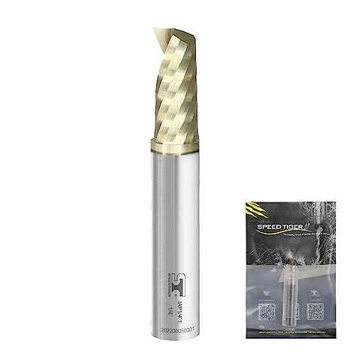 SPEED TIGER Solid Carbide CNC Spiral O Single Flute End Mill - IAP1/8"Diameter 1/4" Shank, 2"OVL(1 Piece, 1/8") - For Aluminum, Wood, Plastic, Brass, Copper Cutting ? Mill Bits Sets for Professionals