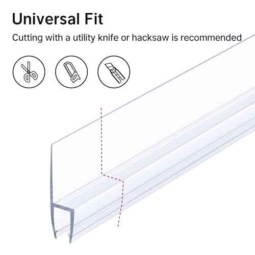AmazerBath Shower Door Side Seal Strip (Set of 2), Frameless Glass Shower Door Seal Strip - Suitable for 1/4 Inch Glass, 78 inch