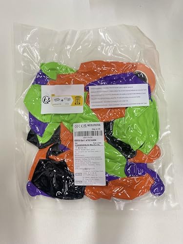 NEBURORA 60pcs Halloween Party Balloons Kit 12inch Orange Black Green Purple Balloons with Ribbons for Halloween Theme Party Background Classroom Indoor and Outdoor Party Decorations