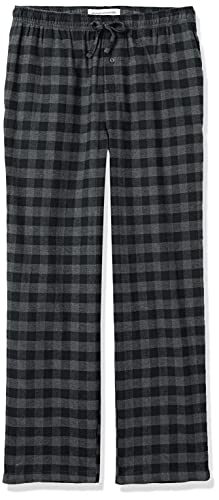 Amazon Essentials Men's Breathable Flannel Pajama Pant (Available in Big & Tall), Black Grey Buffalo Plaid, Medium