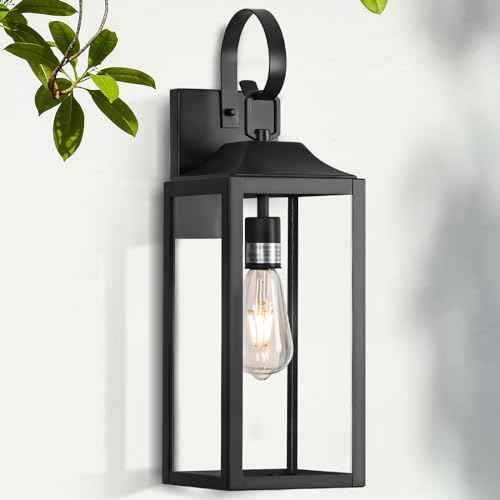 19" Large Outdoor Wall Lights for House, Black Outside Modern Wall Lantern Light Fixture, Outdoor Lights for House Waterproof Industrial Porch Light Wall Mount Sconce Exterior